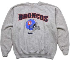 画像1: 90s USA製 NIKEナイキ NFL DENVER BRONCOS アメフト スウェット 杢グレー M (1)