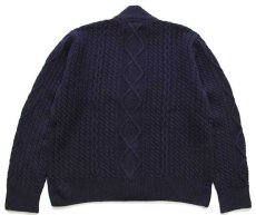 画像2: Barbourバブアー KIRKHAM CABLE BUTTON ハイネック ケーブル編み ラムウールニット カーディガン 紺 XL (2)