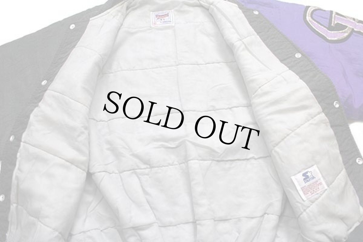 画像5: 90s USA製 STARTERスターター MLB COLORADO ROCKIES パッチ付き ツートン アシンメトリー 中綿入り ナイロンスタジャン XL (5)