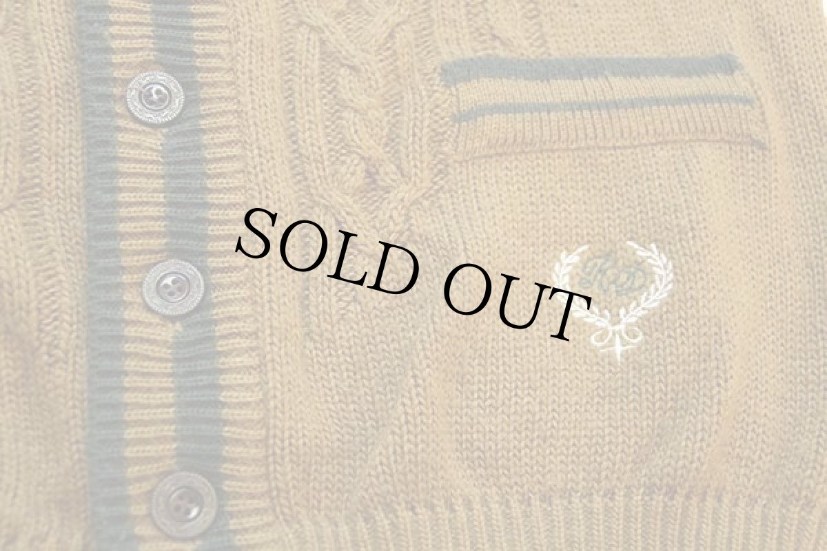 画像5: 90s イタリア製 Erredi ケーブル編み アクリル×ウールニット カーディガン マスタード M (5)