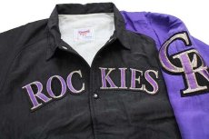 画像3: 90s USA製 STARTERスターター MLB COLORADO ROCKIES パッチ付き ツートン アシンメトリー 中綿入り ナイロンスタジャン XL (3)