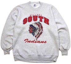 画像1: 90s USA製 MILLARD SOUTH Indians インディアンヘッド刺繍 スウェット 杢ライトグレー L (1)