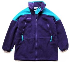 画像1: 90s USA製 Columbiaコロンビア ツートン 切り替え ライナー フリースジャケット 紫×青 W-S (1)