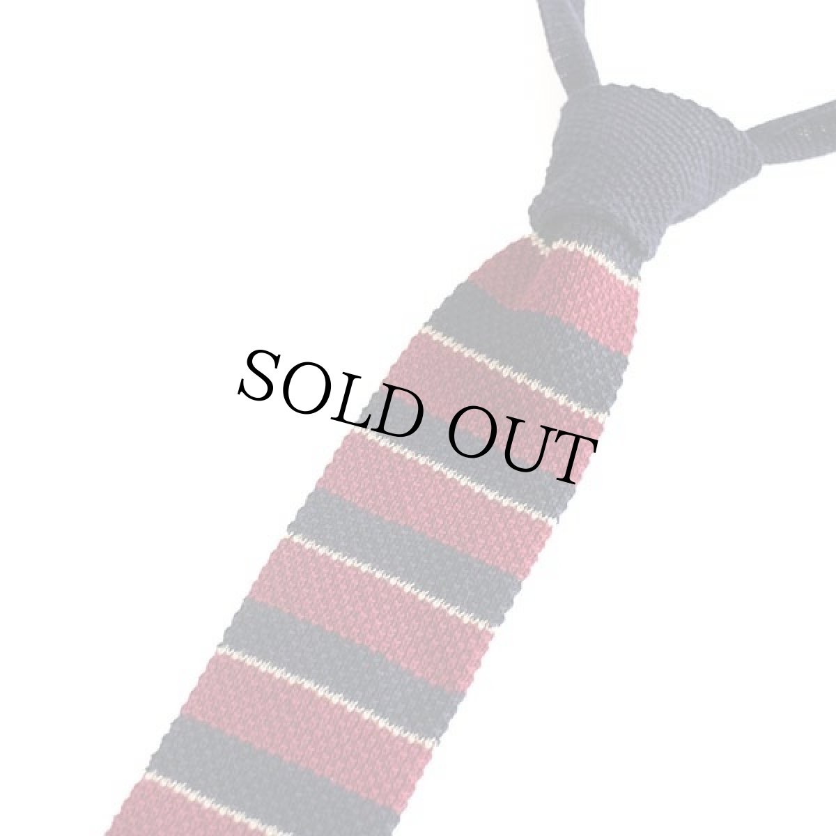 画像2: 80s CHAPS ラルフローレン マルチボーダー コットンニット ネクタイ 紺×濃赤×ベージュ (2)