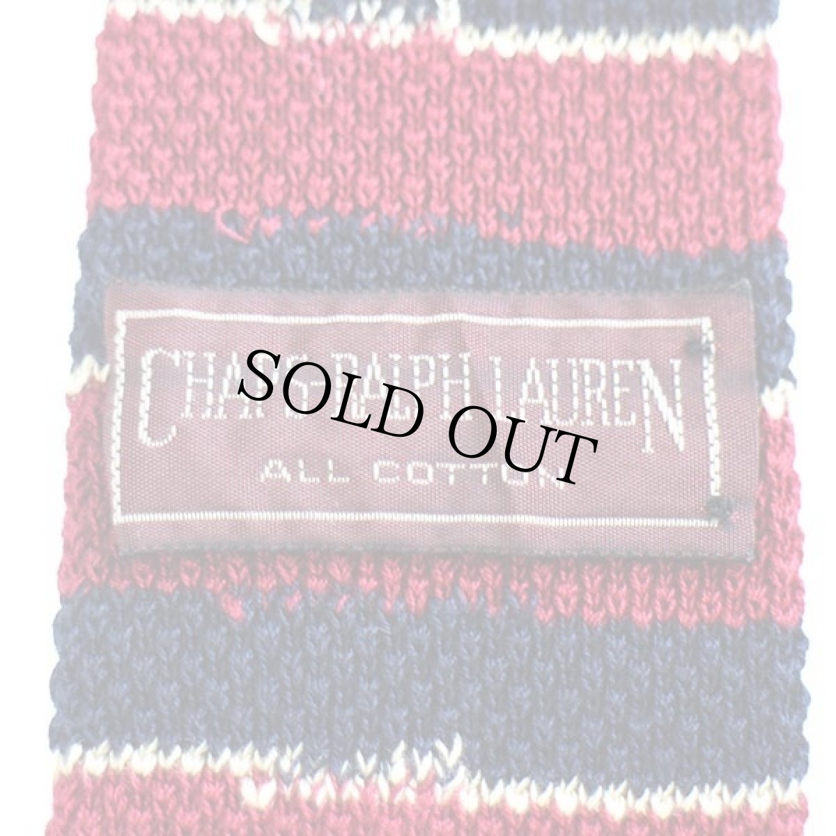 画像3: 80s CHAPS ラルフローレン マルチボーダー コットンニット ネクタイ 紺×濃赤×ベージュ (3)