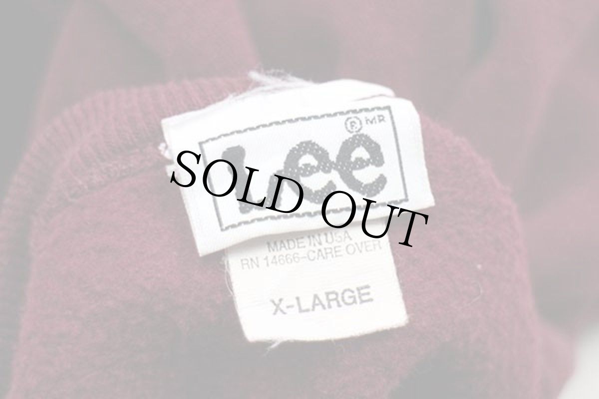 画像4: 80s USA製 Leeリー 無地 スウェット バーガンディ XL★ブランク (4)