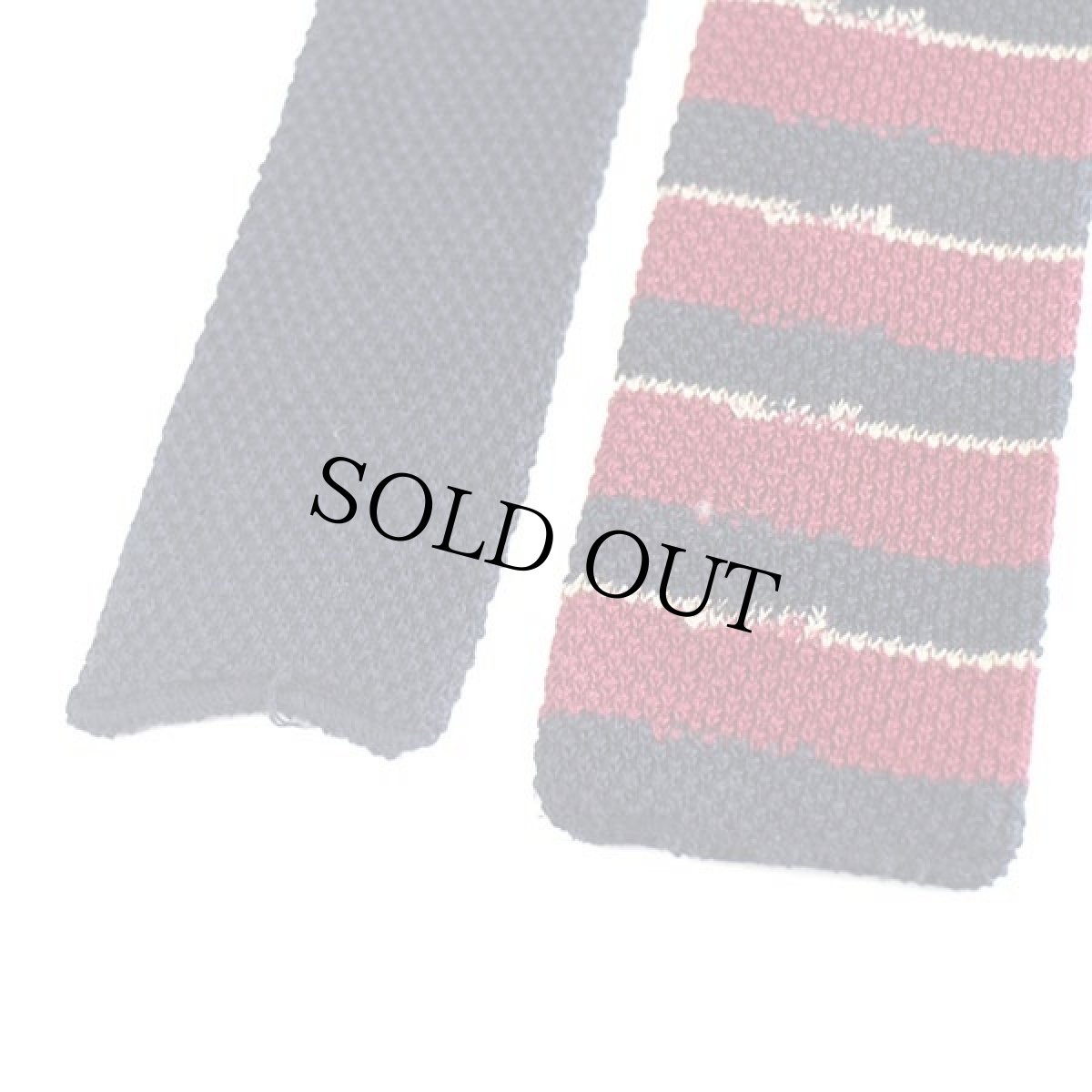 画像5: 80s CHAPS ラルフローレン マルチボーダー コットンニット ネクタイ 紺×濃赤×ベージュ (5)