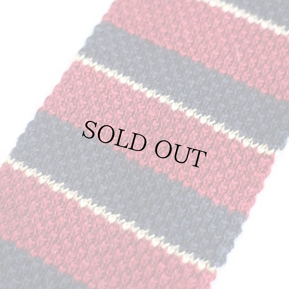 画像4: 80s CHAPS ラルフローレン マルチボーダー コットンニット ネクタイ 紺×濃赤×ベージュ (4)