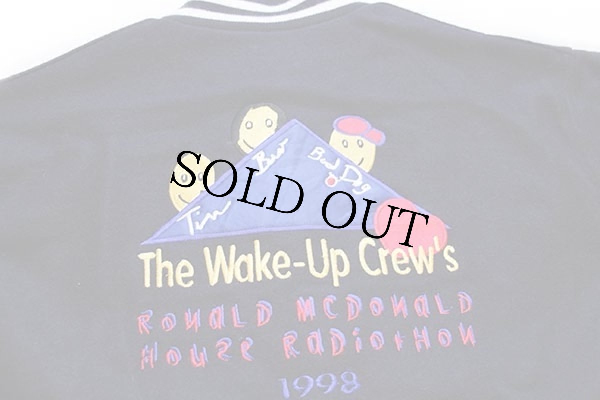 画像4: デッドストック★90s USA製 RONALD MCDONALD HOUSE RADIOTHON刺繍 メルトン ウールスタジャン 濃紺 XL (4)