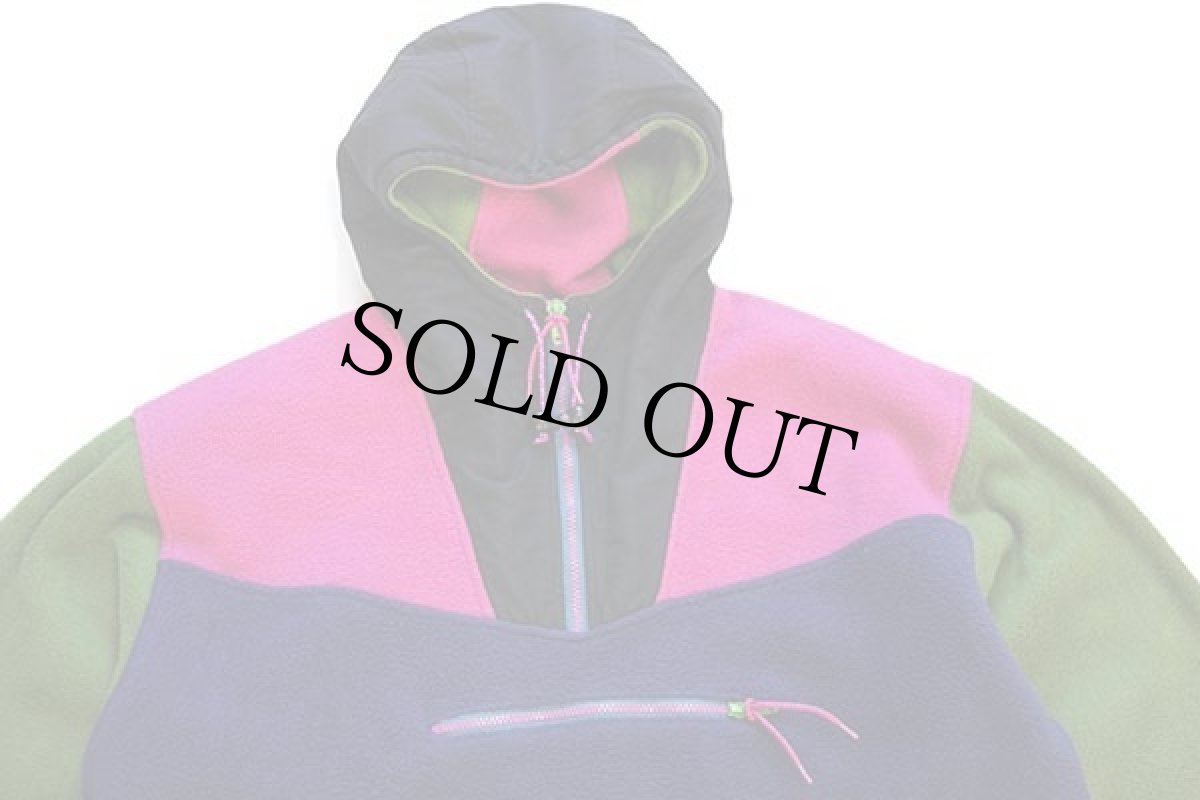 画像3: 90s USA製 TONA WAWA マルチカラー ハーフジップ プルオーバー フリースパーカー L (3)