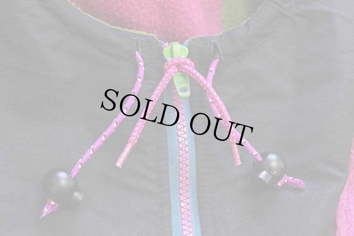 画像6: 90s USA製 TONA WAWA マルチカラー ハーフジップ プルオーバー フリースパーカー L (6)