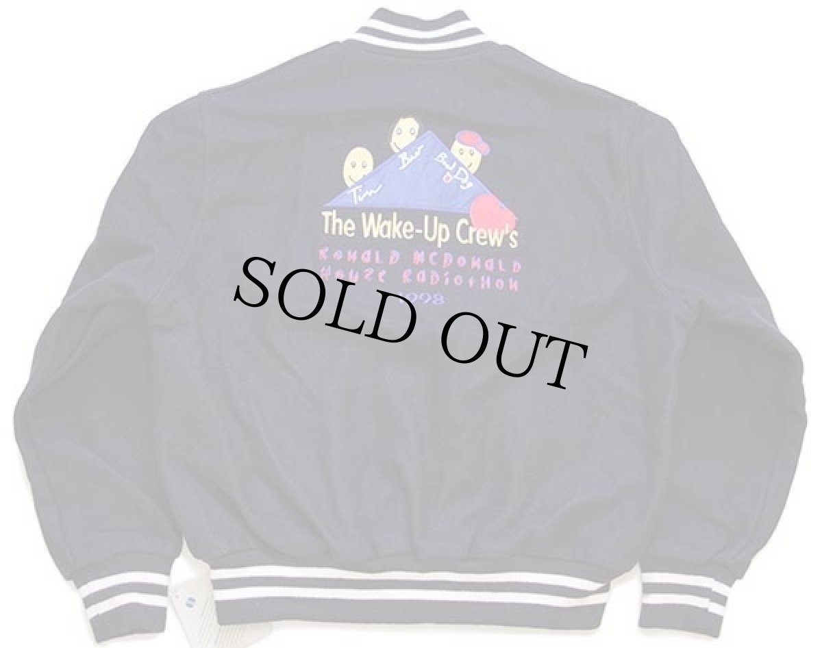 画像2: デッドストック★90s USA製 RONALD MCDONALD HOUSE RADIOTHON刺繍 メルトン ウールスタジャン 濃紺 XL (2)