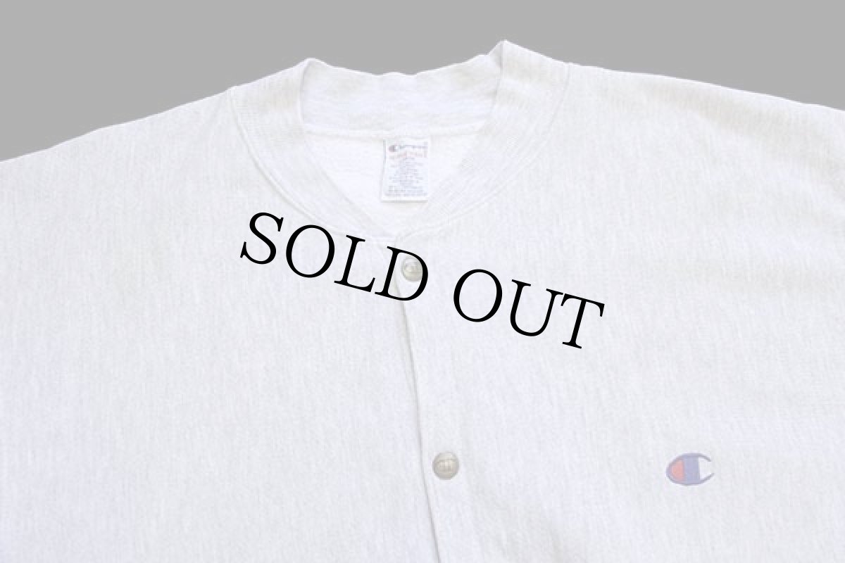 画像3: 90s メキシコ製 Championチャンピオン ワンポイント リバースウィーブ スウェット スナップカーディガン 杢グレー L (3)