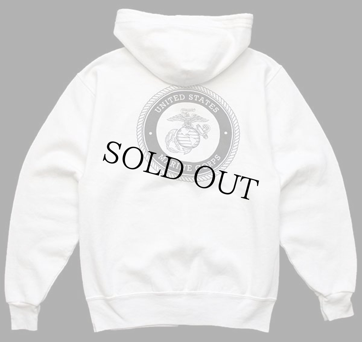 画像2: 00s 米軍 USMC 両面プリント スウェット ジップパーカー 白 S (2)