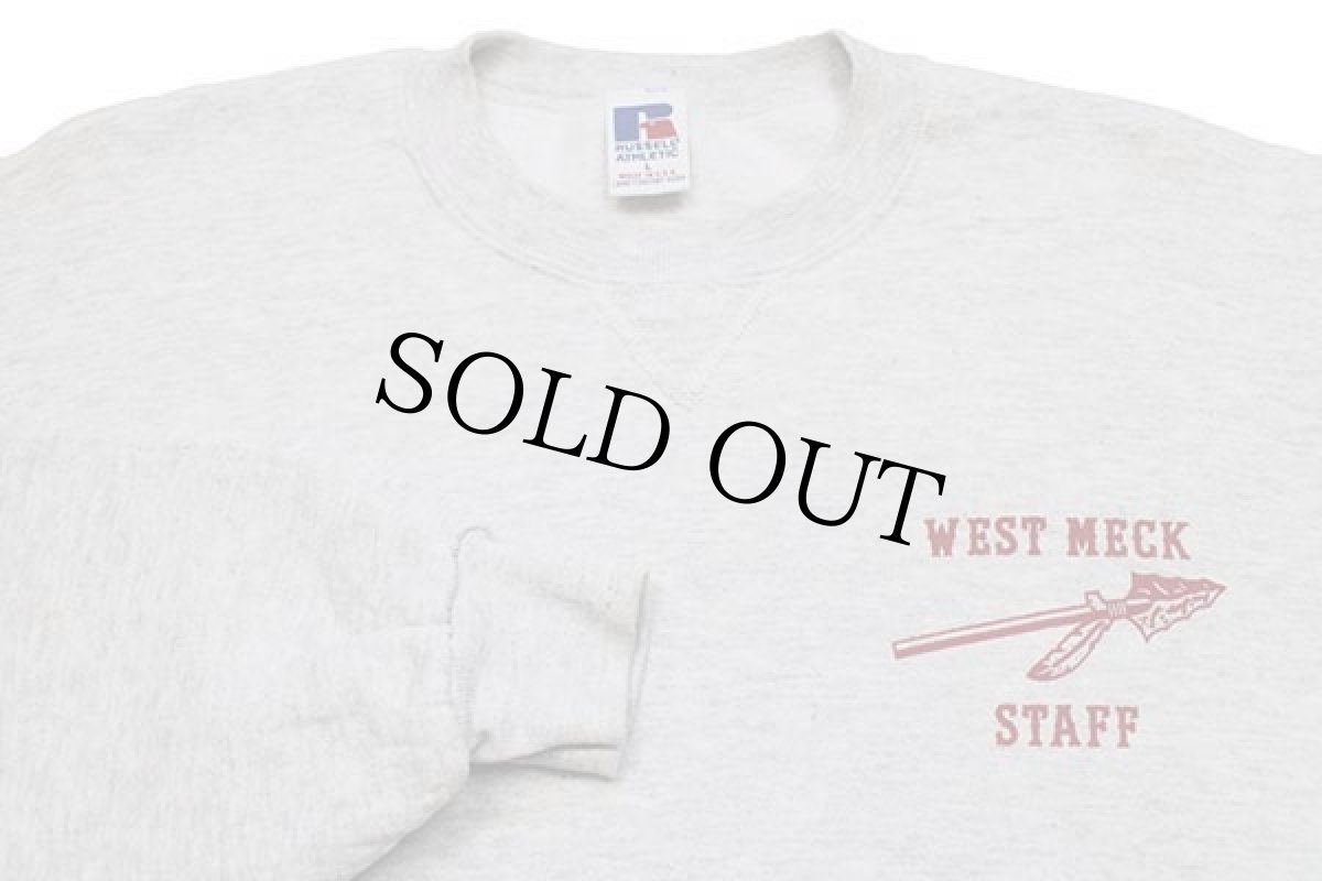 画像3: 90s USA製 RUSSELLラッセル WEST MECK STAFF 槍 前V スウェット 杢ライトグレー L (3)