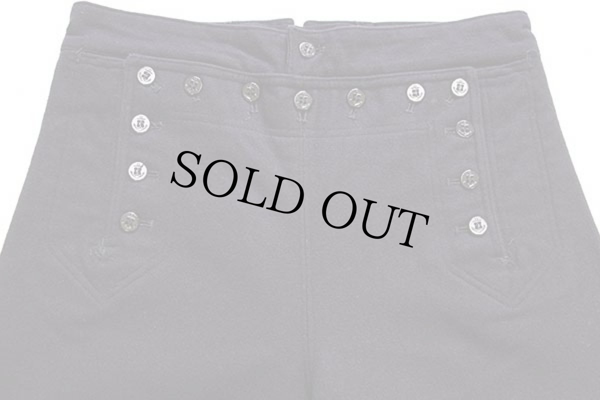 画像4: 60s 米軍 U.S.NAVY メルトン ウール セーラーパンツ 濃紺 33L (4)