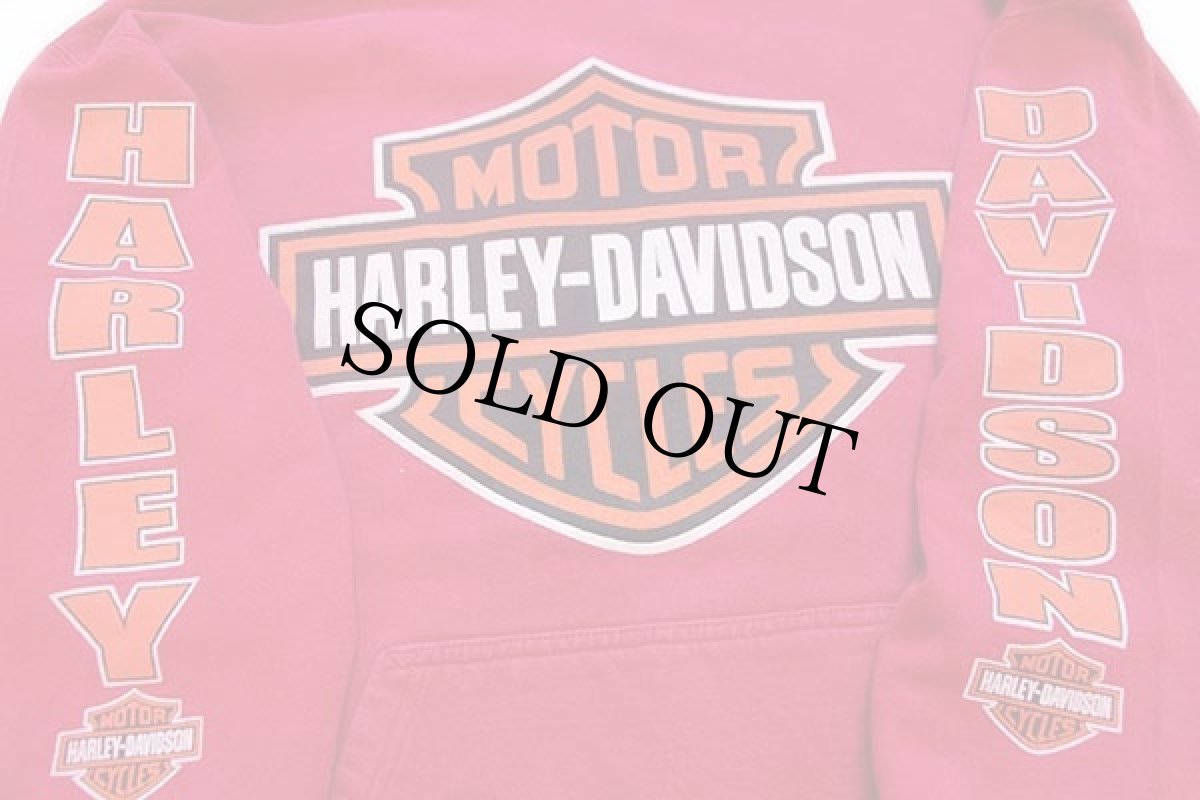 画像4: 90s HARLEY-DAVIDSONハーレー ダビッドソン ロゴ スウェットパーカー 薄赤 (4)
