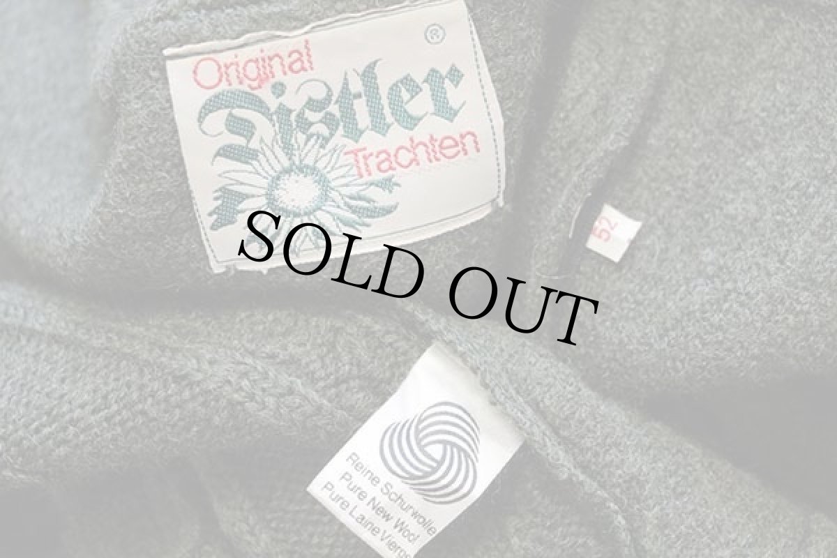 画像4: Distler 鹿角ボタン スタンドカラー チロリアン ニット切り替え ボイルドウール ジャケット オリーブ 52 (4)