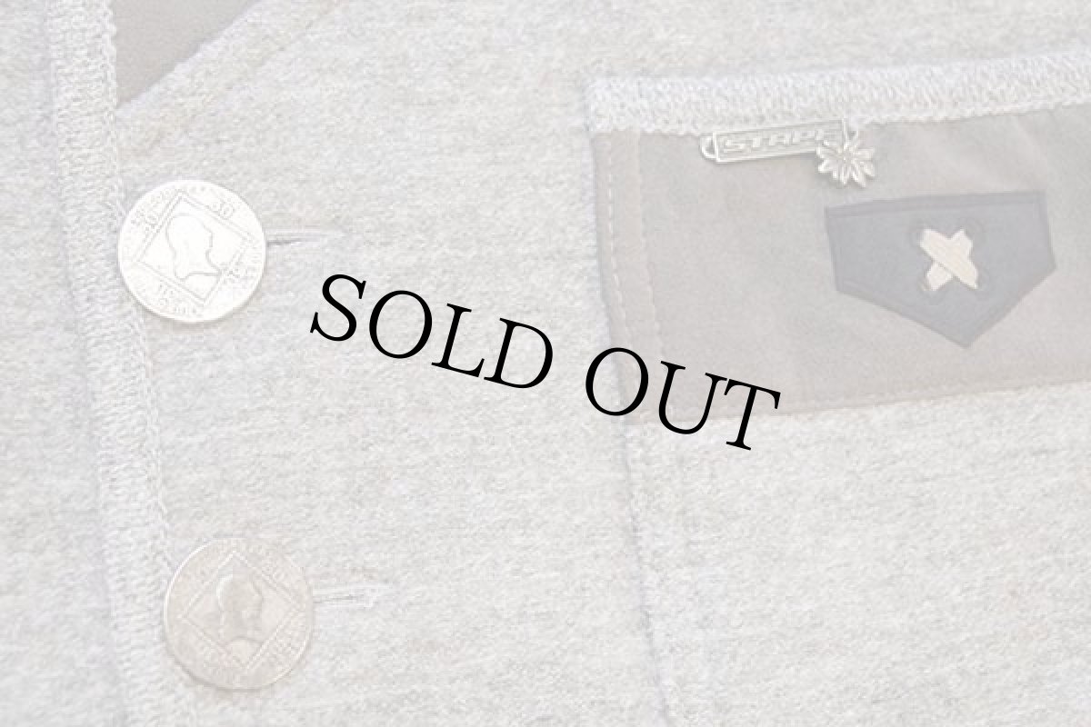 画像6: オーストリア製 STAPF 刺繍入り ノーカラー チロリアン ボイルドウール×リネン ベスト ミックス 50 (6)