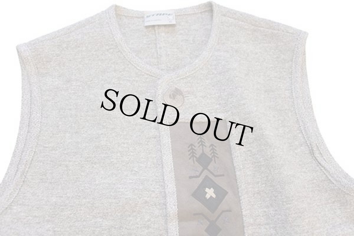 画像3: オーストリア製 STAPF 刺繍入り ノーカラー チロリアン ボイルドウール×リネン ベスト ミックス 50 (3)