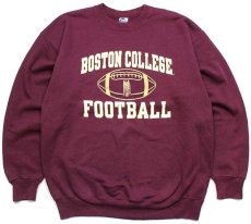 画像1: 90s USA製 Championチャンピオン BOSTON COLLEGE FOOTBALL スウェット バーガンディ XL (1)