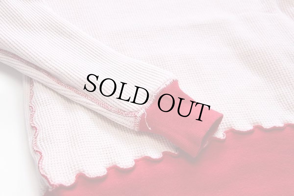 画像5: 50s MONTGOMERY WARD BRENT 無地 裏サーマル フリーダムスリーブ 前V コットン スウェット 赤 L (5)