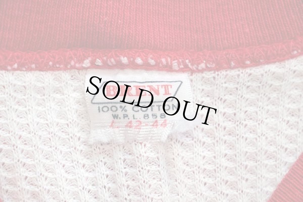 画像4: 50s MONTGOMERY WARD BRENT 無地 裏サーマル フリーダムスリーブ 前V コットン スウェット 赤 L (4)