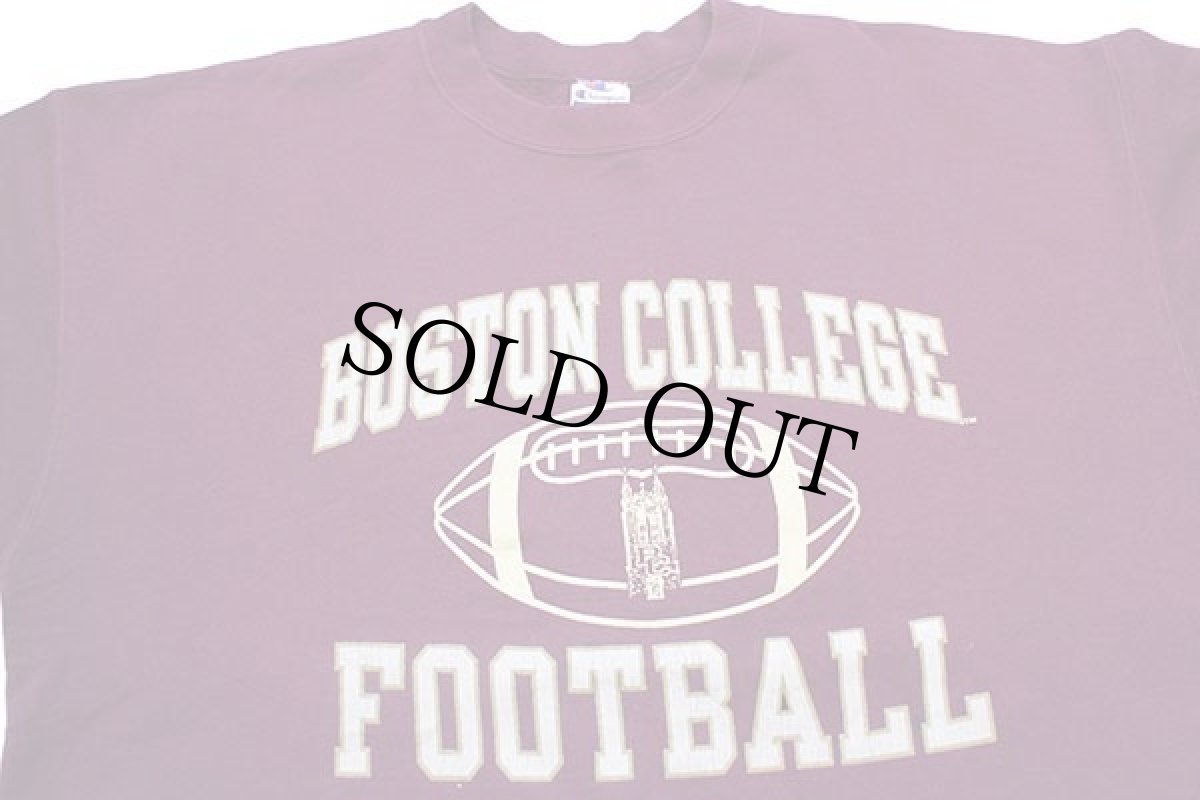 画像3: 90s USA製 Championチャンピオン BOSTON COLLEGE FOOTBALL スウェット バーガンディ XL (3)