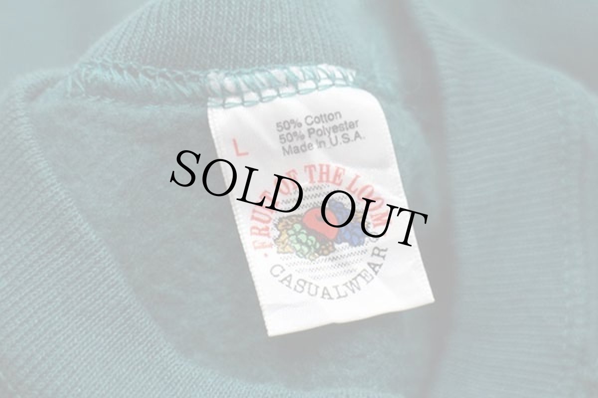 画像4: 80s USA製 FRUIT OF THE LOOM 無地 スウェット 深緑 L★ブランク (4)