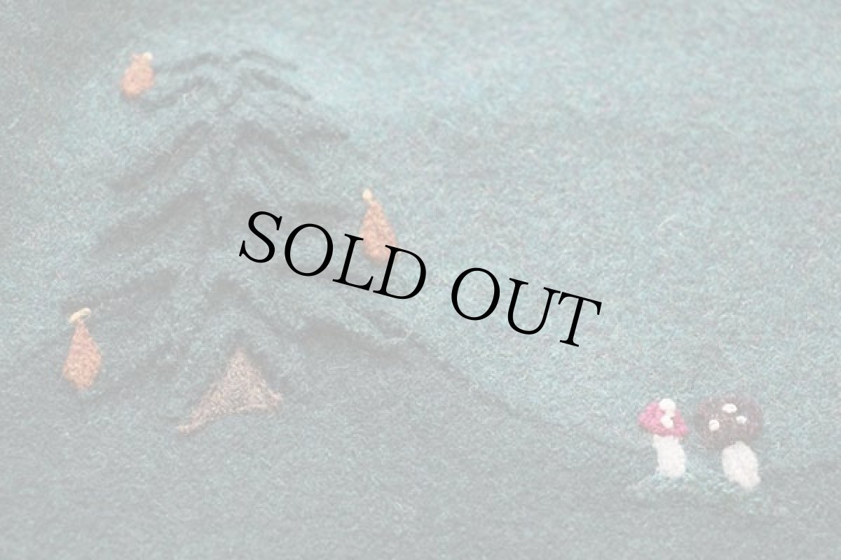 画像5: オーストリア製 GIESSWEIN ツリー キノコ アップリケ アート スタンドカラー チロリアン ボイルドウール ジャケット 40 (5)