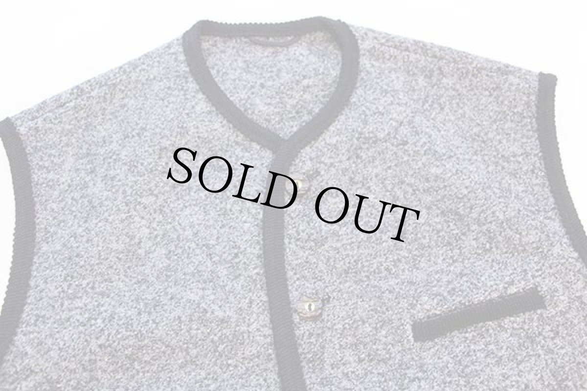 画像3: dalsasso 鹿角ボタン ノーカラー チロリアン ボイルドウール ベスト グレー ミックス (3)