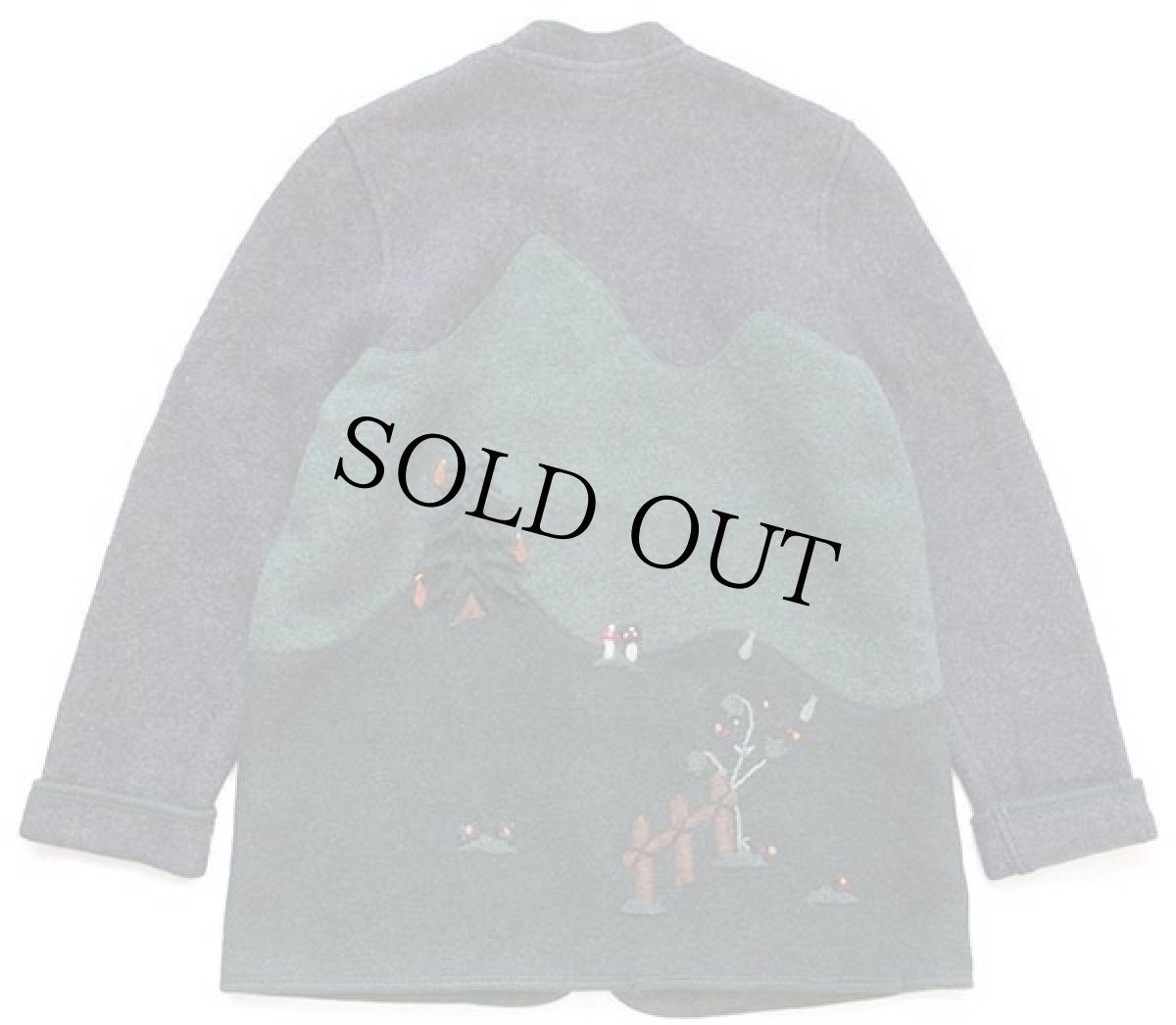 画像2: オーストリア製 GIESSWEIN ツリー キノコ アップリケ アート スタンドカラー チロリアン ボイルドウール ジャケット 40 (2)