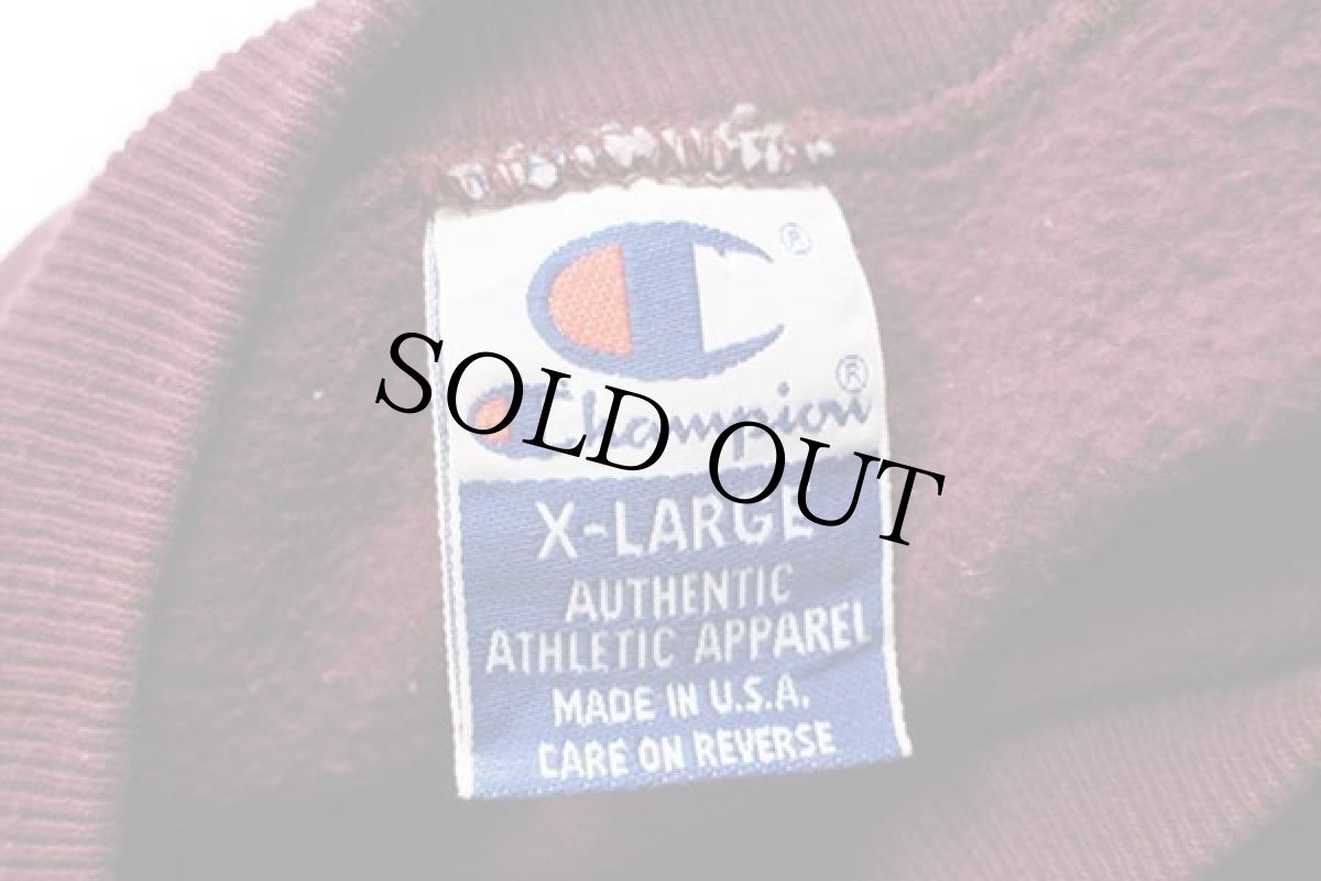 画像4: 90s USA製 Championチャンピオン BOSTON COLLEGE FOOTBALL スウェット バーガンディ XL (4)