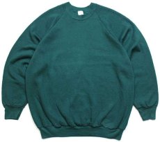 画像1: 80s USA製 FRUIT OF THE LOOM 無地 スウェット 深緑 L★ブランク (1)