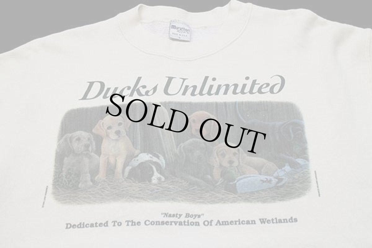 画像3: 90s USA製 Ducks Unlimited Nasty Boys ドッグ アート スウェット クリーム L (3)