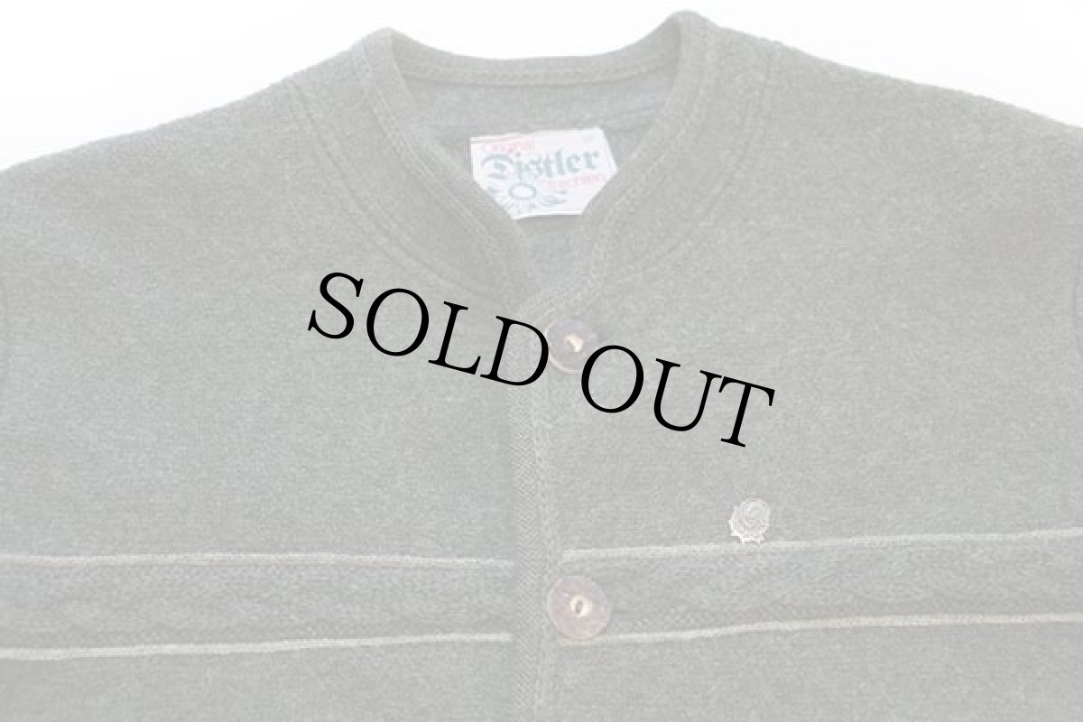 画像3: Distler 鹿角ボタン スタンドカラー チロリアン ニット切り替え ボイルドウール ジャケット オリーブ 52 (3)