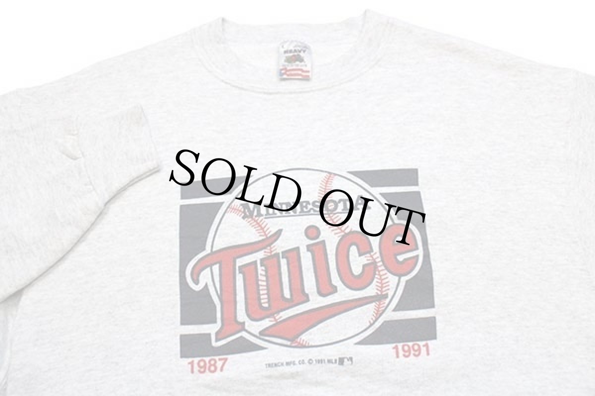 画像3: 90s USA製 MLB MINNESOTA TWINS Twice スウェット 杢ライトグレー L (3)