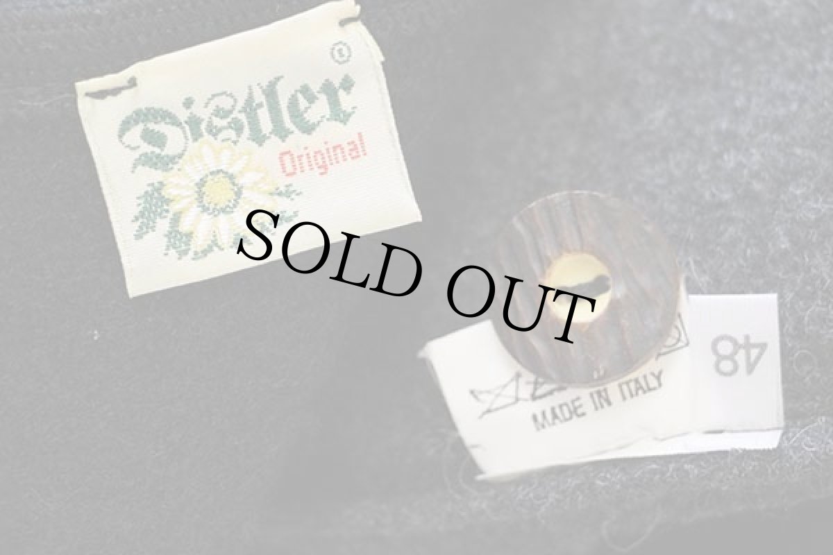 画像4: イタリア製 Distler ツートン 鹿角ボタン ノーカラー チロリアン ボイルドウール ベスト グレー×黒 48 (4)