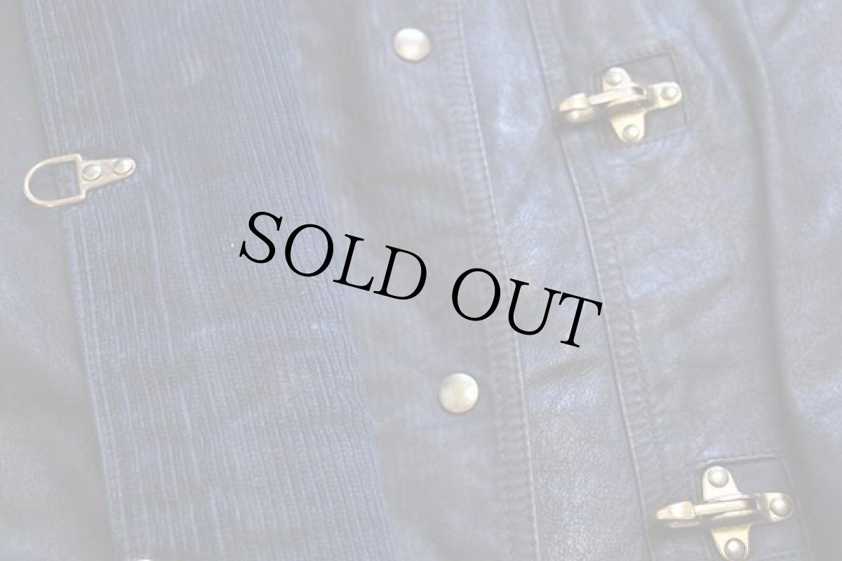 画像6: 90s イタリア製 conbipel タータンチェック ウール×カシミヤライナー ヌバック レザー ファイヤーマンコート 濃紺 46 (6)