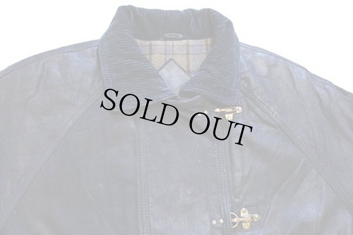 画像3: 90s イタリア製 conbipel タータンチェック ウール×カシミヤライナー ヌバック レザー ファイヤーマンコート 濃紺 46 (3)