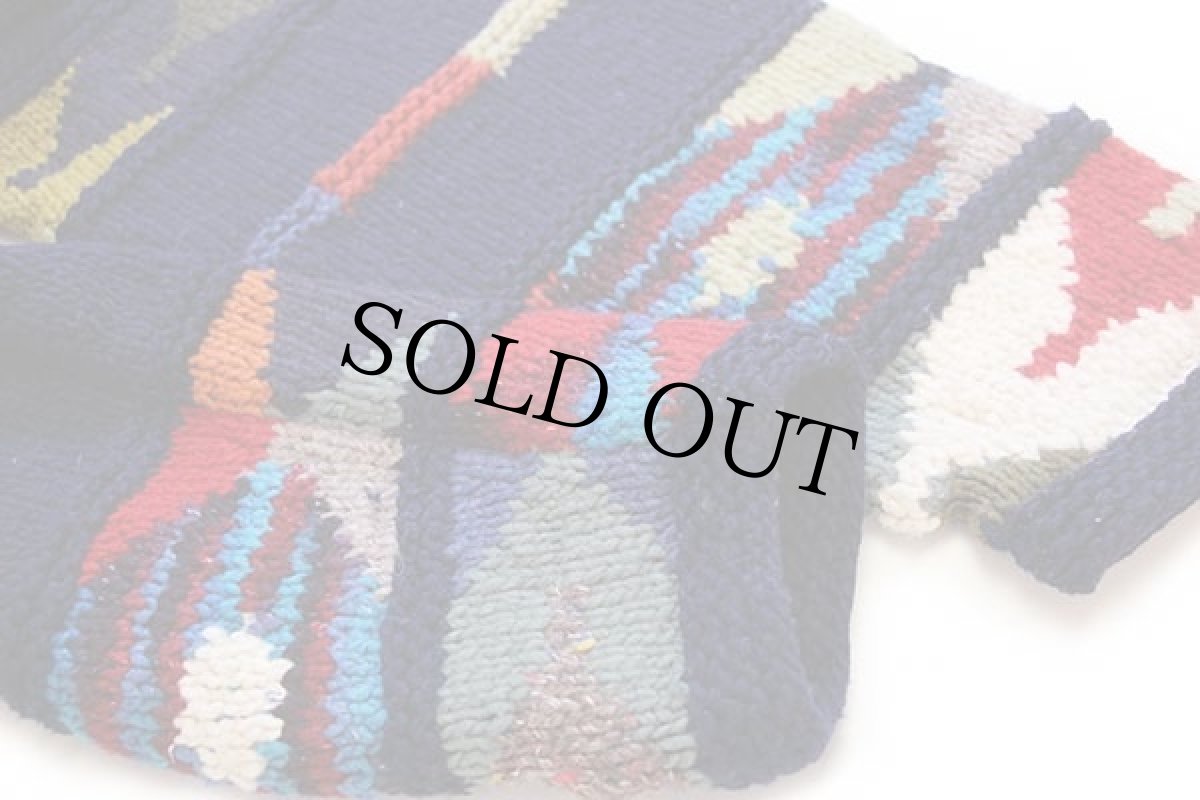 画像7: エクアドル製 CORAZA EXPORT フォークロア柄 ウール ハンドニット ジップ カーディガン (7)