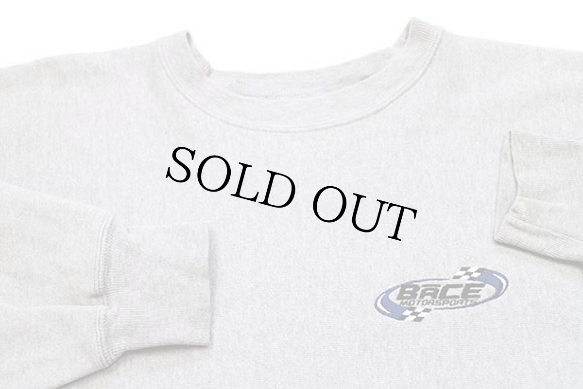 画像3: 00s Championチャンピオン NASCAR BACE MOTORSPORTS 刺繍 リバースウィーブ スウェット 杢グレー (3)