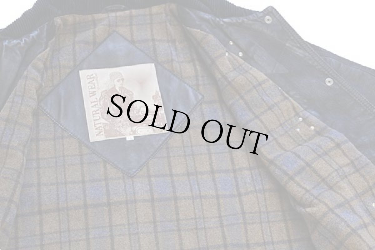 画像5: 90s イタリア製 conbipel タータンチェック ウール×カシミヤライナー ヌバック レザー ファイヤーマンコート 濃紺 46 (5)