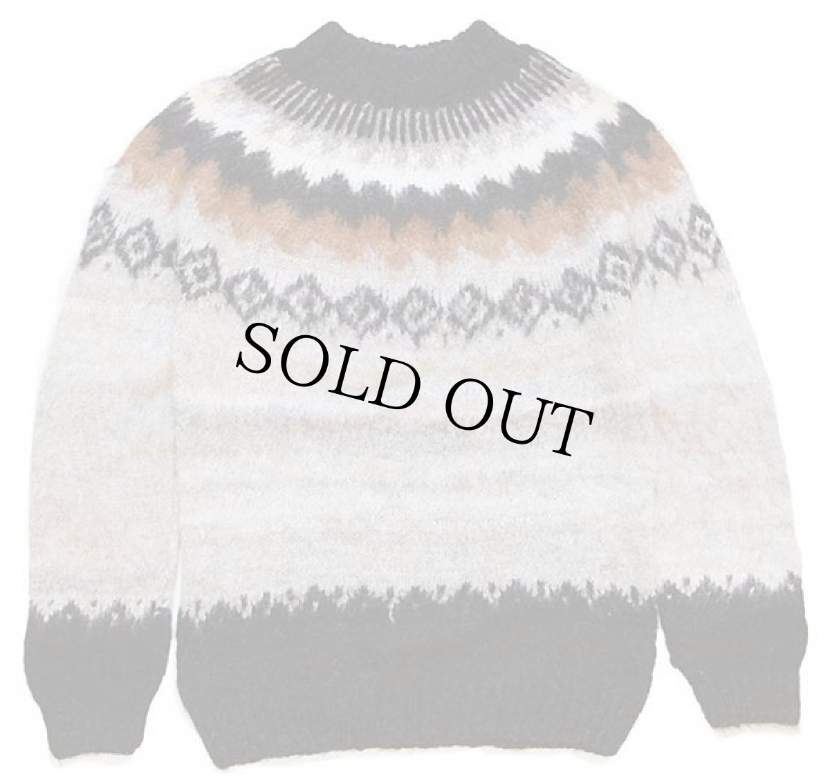 画像2: UNKNOWN 丸ヨーク ノルディック柄 アルパカ ハンドニット セーター (2)