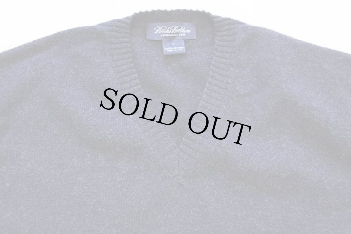 画像3: 90s USA製 Brooks Brothersブルックスブラザーズ Vネック ラムウールニット セーター 紺 L (3)