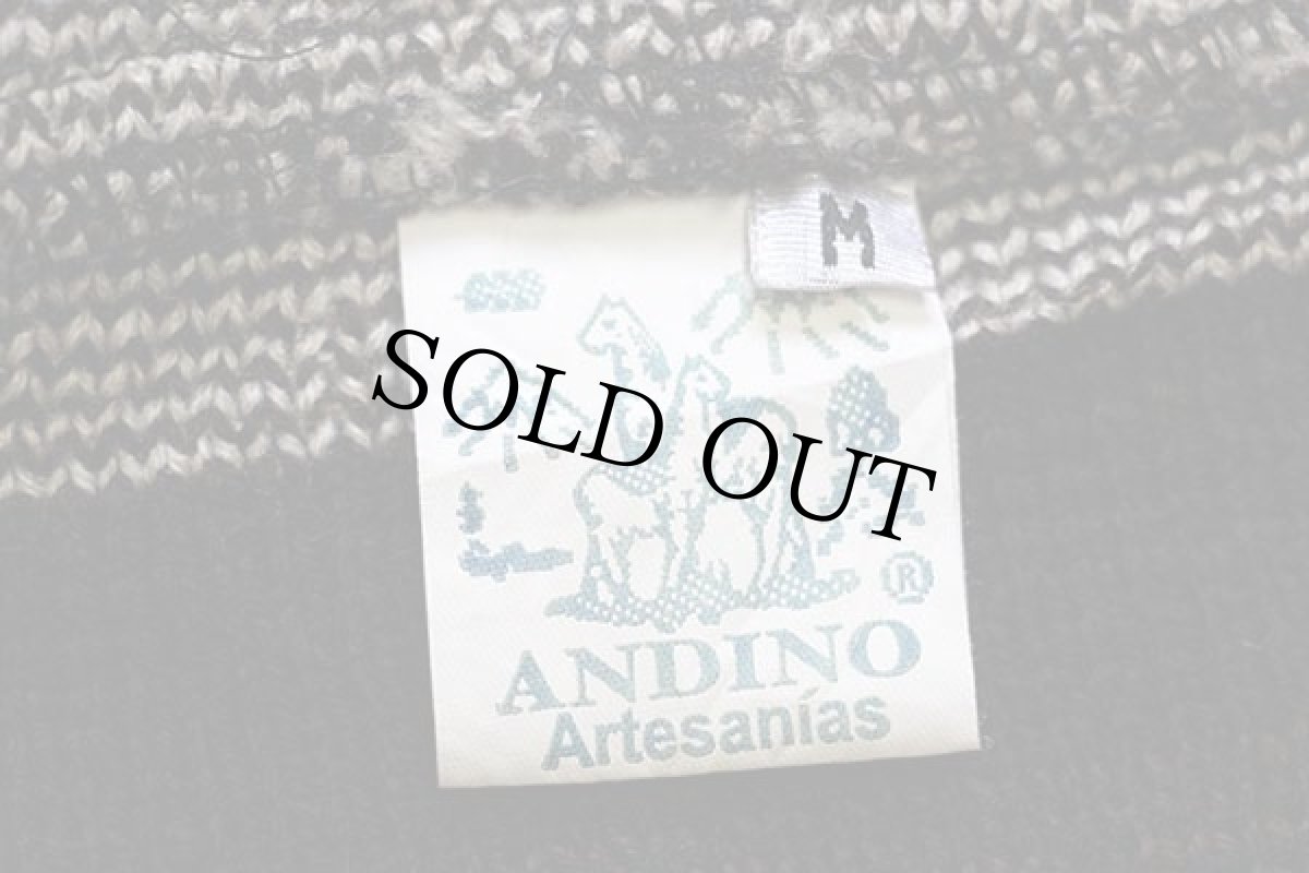 画像4: ANDINO アルパカ フォークロア柄 ウールニット ジップパーカー M (4)