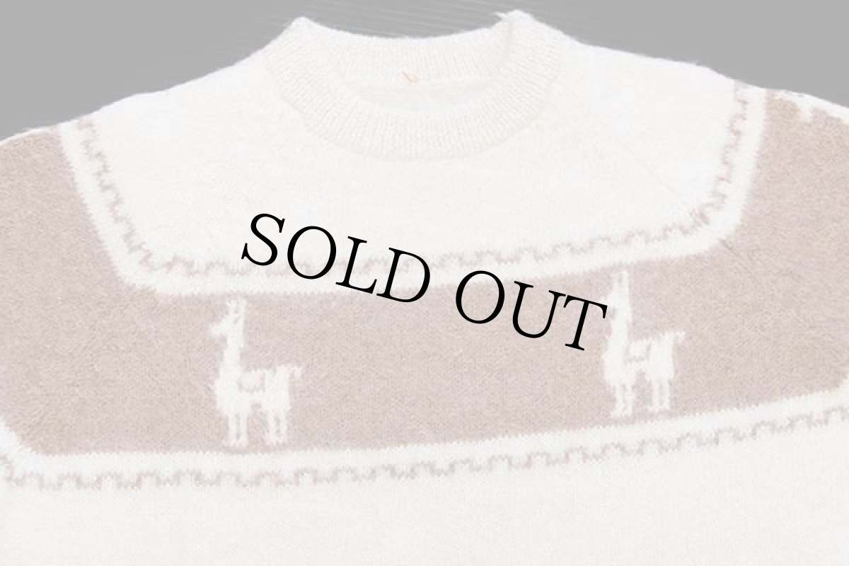 画像3: UNKNOWN アルパカ ニット セーター ナチュラル×ブラウン (3)