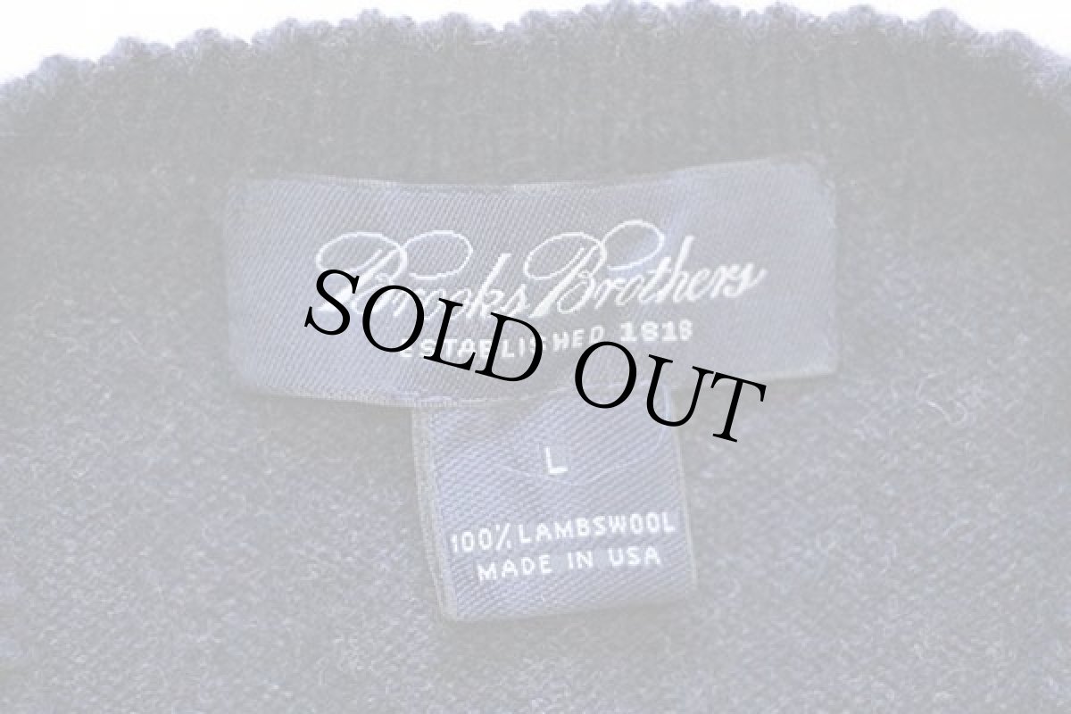 画像4: 90s USA製 Brooks Brothersブルックスブラザーズ Vネック ラムウールニット セーター 紺 L (4)