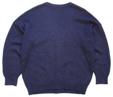 画像2: 70s フランス製 CHEMISE LACOSTE ラコステ ワンポイント パチポケ ウール×アクリルニット カーディガン 紺 4 (2)