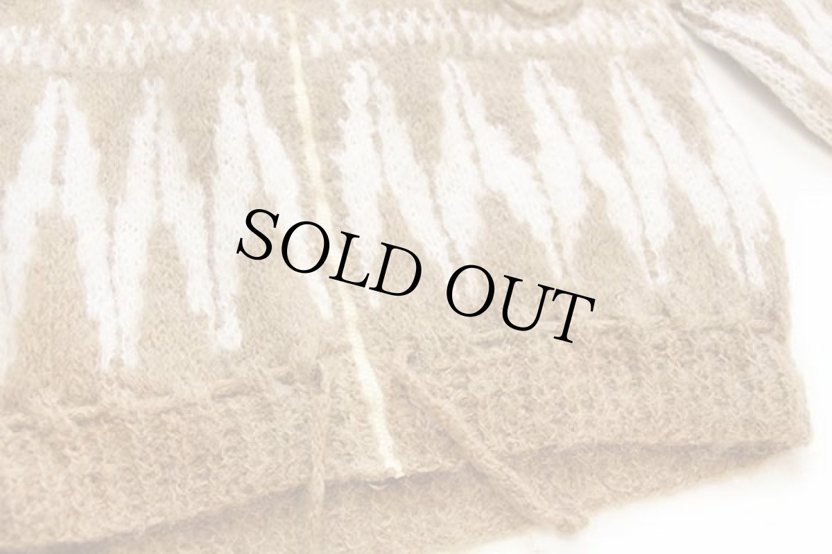 画像5: ハンドメイド ノルディック柄 モヘヤニット ジップパーカー (5)